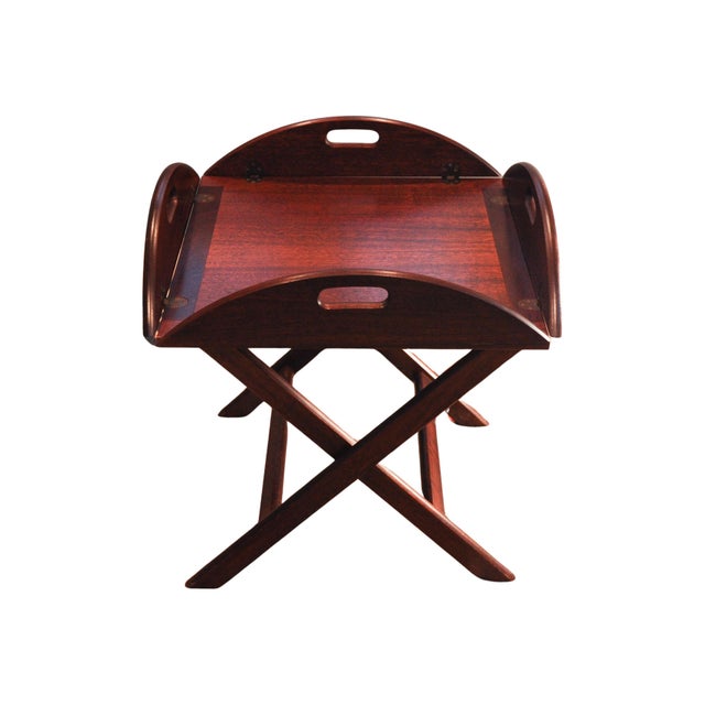 Military campaign square mahogany & brass butlers tray on folding stand. ideal for entertaining whether to serve drinks...