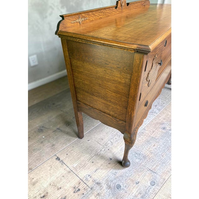 Antique Tiger Oak Buffet Entryway Console For Sale - Image 11 of 11