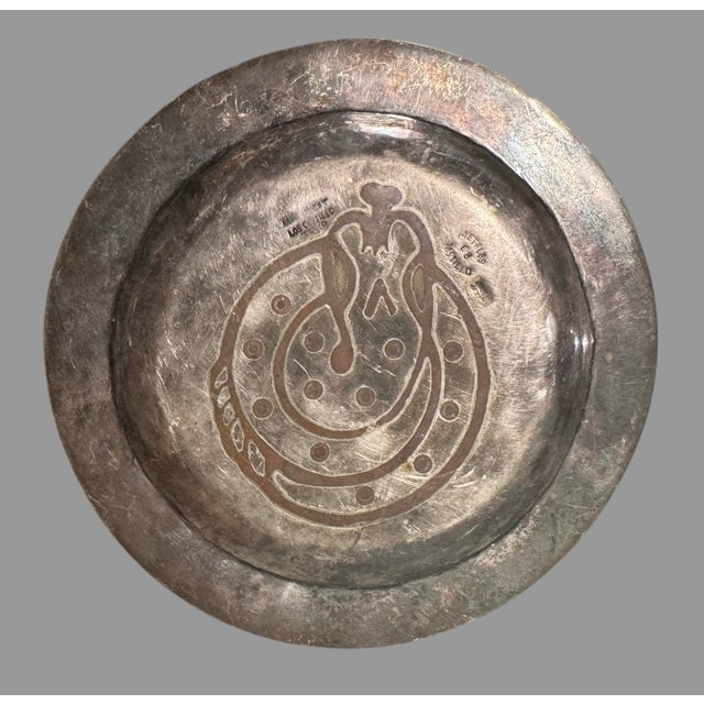 Vintage Los Castillo Mexico Mixed Metal Mid Century Modern Inlay Dish For Sale - Image 6 of 6