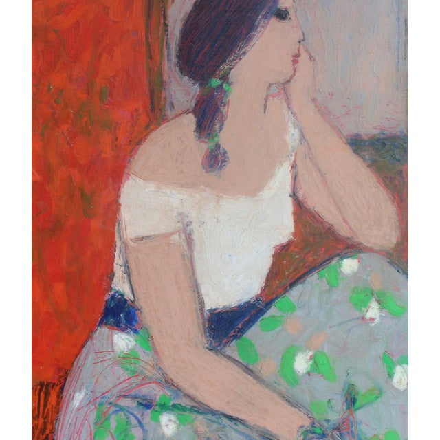 Michel Sarazin, Portrait of a Pensive Woman, 2000s, Oil Pastel on Board, Framed For Sale - Image 11 of 18