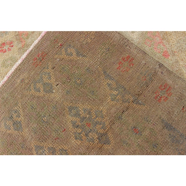 Hand Knotted Turkish Kurdish Runner With Diamond Design in Gray, Taupe, Red For Sale - Image 12 of 13