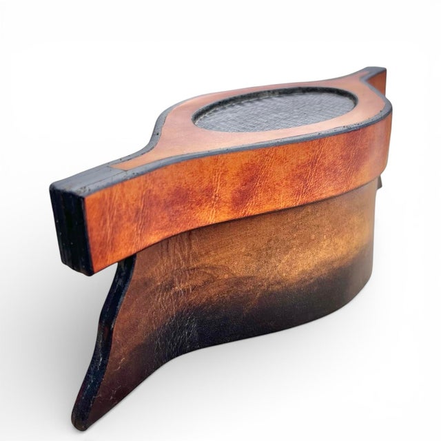 Vintage Leather Craftsman Lidded Container For Sale - Image 4 of 8