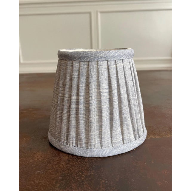 2020s Blue Gathered Linen Lamp Shade For Sale - Image 5 of 5