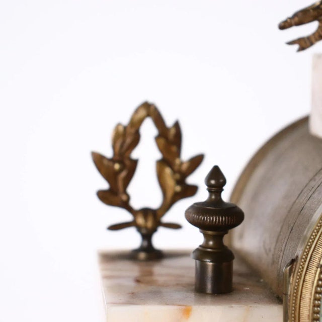 Marble & Bronze Clock with Cassolettes, Set of 3 For Sale - Image 6 of 13