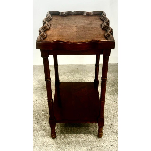 Mid-Century Modern Vintage Mid-Century Brandt Faux Bamboo Walnut 2-Tier Side Table For Sale - Image 3 of 6