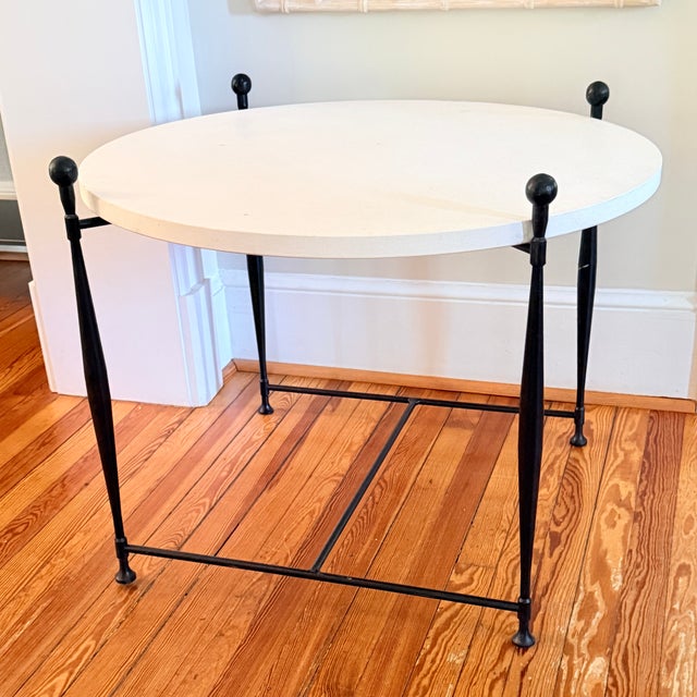 Hickory Chair Ionia Side Table With Round Stone Top For Sale - Image 11 of 11