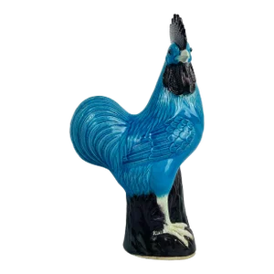 Large Antique Chinese Export Turquoise Glazed Rooster