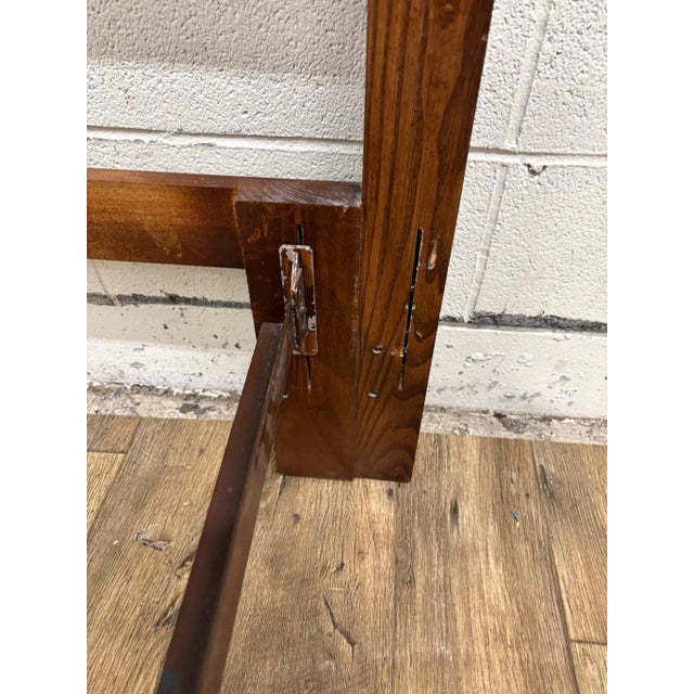 Vintage Convertible Queen or Full Size Oak Cannonball Spindle Bed For Sale - Image 11 of 13