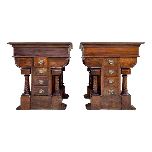Pair of Spanish Empire Revival Console Tables with Spiral Columns, 1890s For Sale