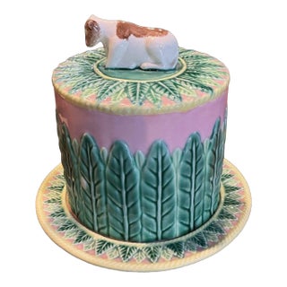 19th Century George Jones Majolica Cheese Dome For Sale