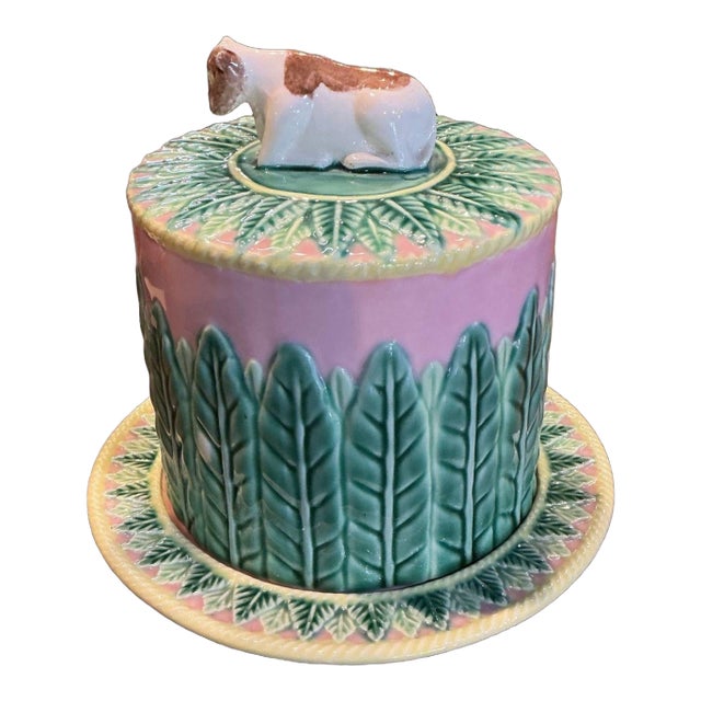 19th Century George Jones Majolica Cheese Dome For Sale