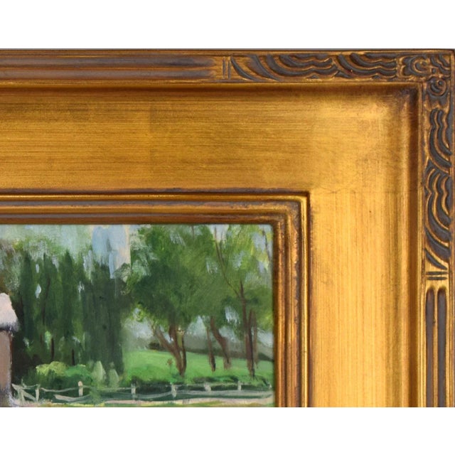 Wood Vintage American Impressionist Landscape Oil Painting With Horse by Harry Barton For Sale - Image 7 of 7