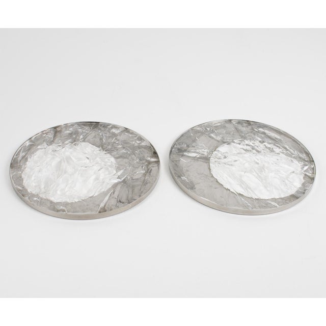 1970s Willy Rizzo Style Ice Effect Lucite and Chrome Coasters, 9 pieces For Sale - Image 11 of 13