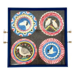 Animalia Blue Decorative Tray Kit Kemp Robina's Dinner Party in Cocoa For Sale