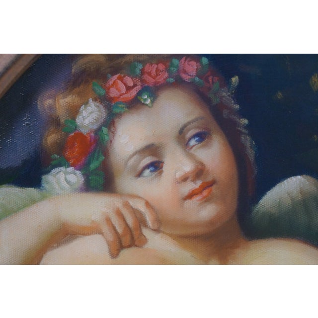 Late 20th Century Cupid's Arrows Oil on Board Painting After Leon Bazille Perrault For Sale - Image 10 of 11