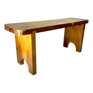 Early 20th C French Country Farmhouse Folk Art Wood Bench For Sale