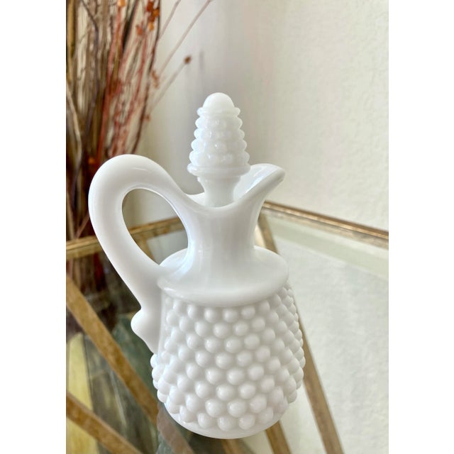 Farmhouse Westmoreland Glass Mid 20th-Century, Pattern #77 American Hobnail Milk Glass Cruet For Sale - Image 3 of 13