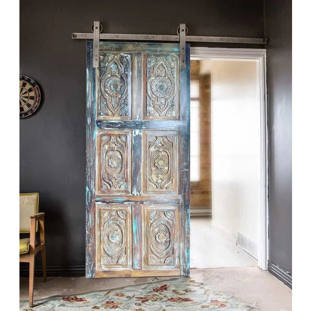 1920s Handcrafted Rustic Reclaimed Wooden Barn Door – Vintage Farmhouse Statement Piece 84x36 For Sale - Image 4 of 4