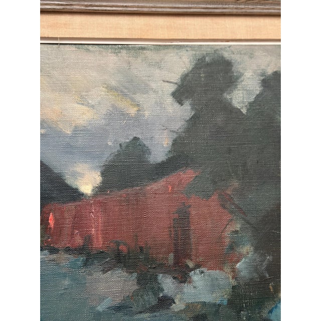 Arne Aspelin, Red Barn, 1950s, Oil on Canvas, Framed For Sale - Image 12 of 13
