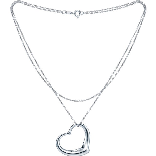 2000 - 2009 Vintage Elsa Peretti for Tiffany & Co. Open Heart Pendant Necklace 32" Sterling For Sale - Image 5 of 7