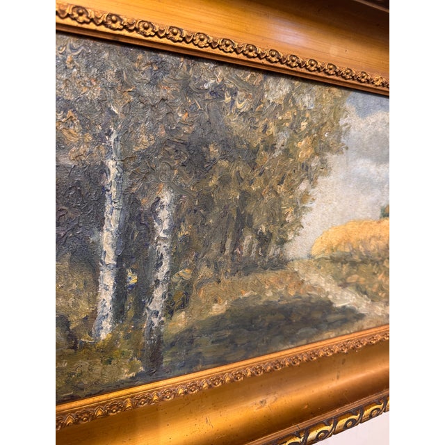 Blue 20th Century Oil on Canvas "The Forest Path" For Sale - Image 8 of 9