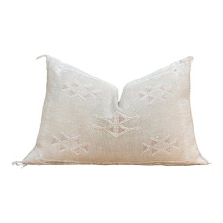 Ivory Diamond Lumbar Moroccan Silk Pillow For Sale