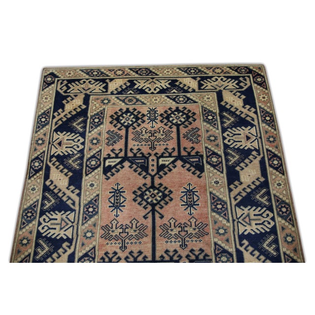 1960s Vintage Turkish Multicolor Handmade Wool Rug Geometric & Floral 4' X 6'11" For Sale - Image 5 of 7