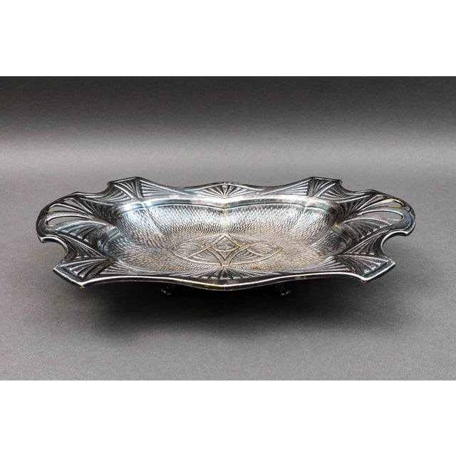 Mid-Century Modern Mid 20th Century Fabr Wolska Pod Warszawa Poland Antique Silver Plate Serving Bowl Dish Tray For Sale - Image 3 of 11