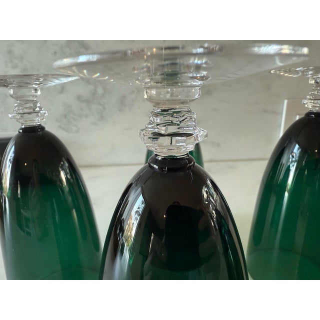 Set of 5 Vintage Tiffin-Franciscan Killarney Green Footed Glasses For Sale - Image 9 of 12