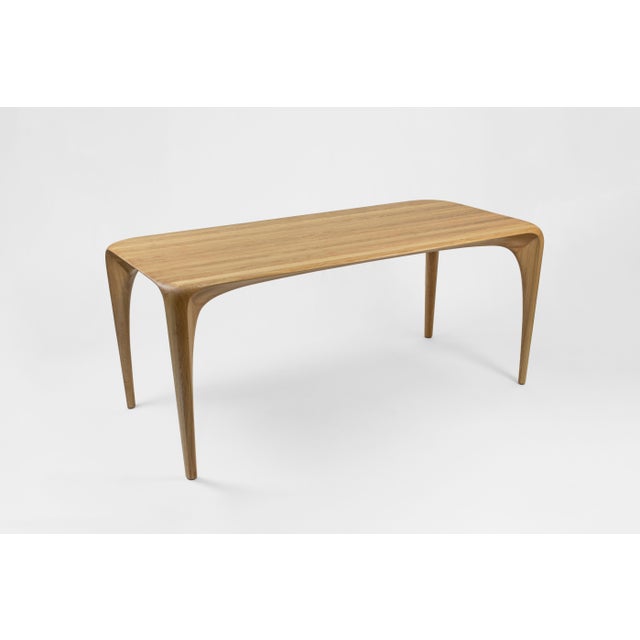 Oak table spline by Maxime Goléo Unique piece Dimensions: W 180 x D 83 x H 76 cm Materials: French oak and natural oil...