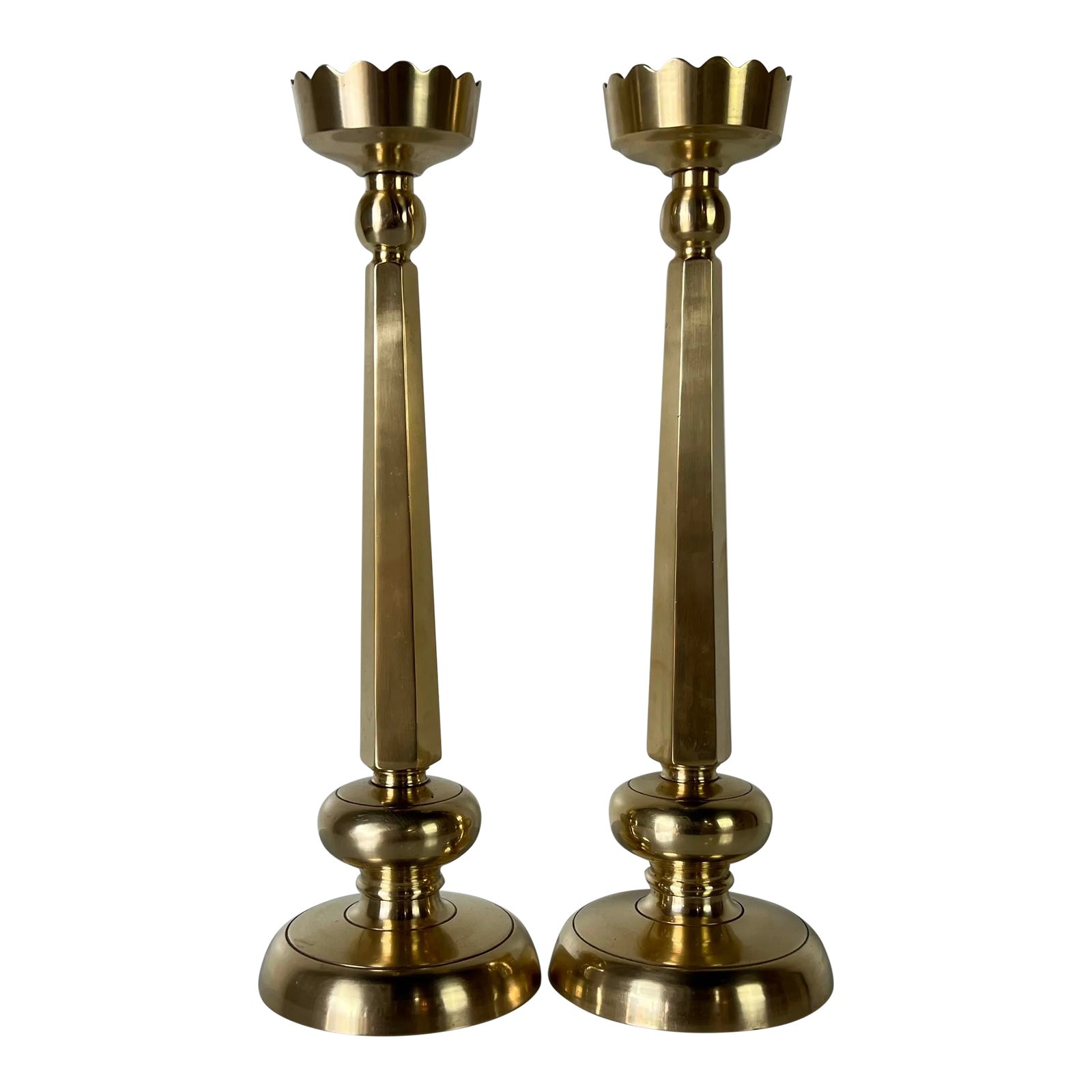 Hollywood Regency Solid Brass Candle Holders a Pair Chairish