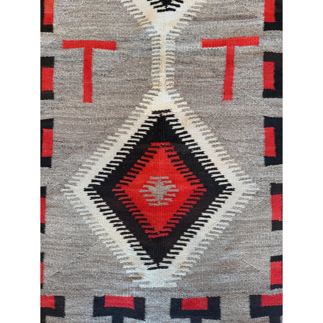 Brown Early 20th Century Authentic Navajo Rug c.1930 Handwoven Wool Red & Tan Diamond Pattern 4'9" x 7'2" For Sale - Image 8 of 15
