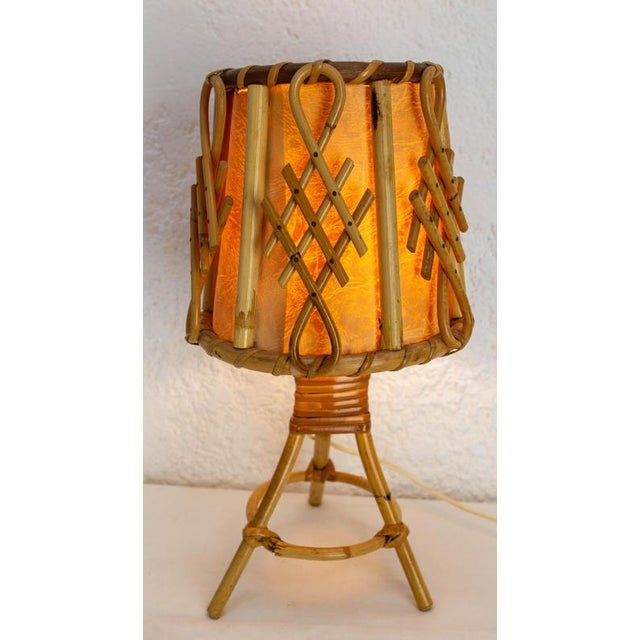 French Rattan Table Lamp, 1950s For Sale - Image 3 of 13
