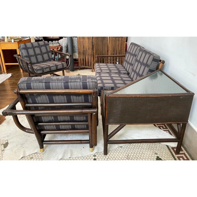 Wood Vintage Rattan Lanai Table Attributed to John Eisner for Ficks Reed, Circa 1970 For Sale - Image 7 of 8