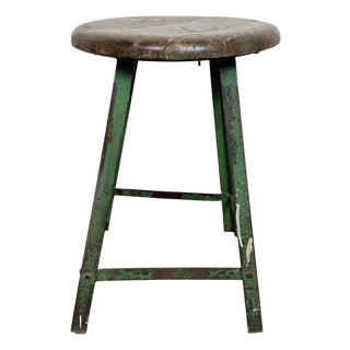 Industrial Green Workshop Stool, 1960s For Sale