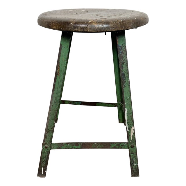 Industrial Green Workshop Stool, 1960s For Sale