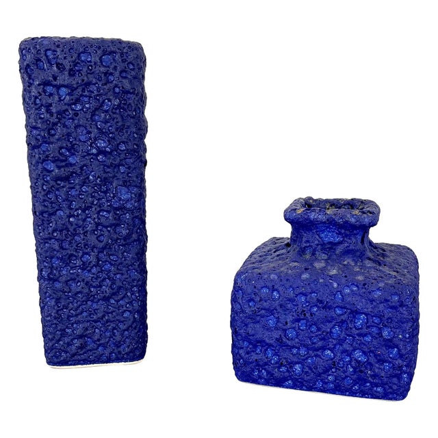 Abstract Colorful Pottery Blue Vase from Silberdistel, W. Germany, 1970s For Sale - Image 18 of 18