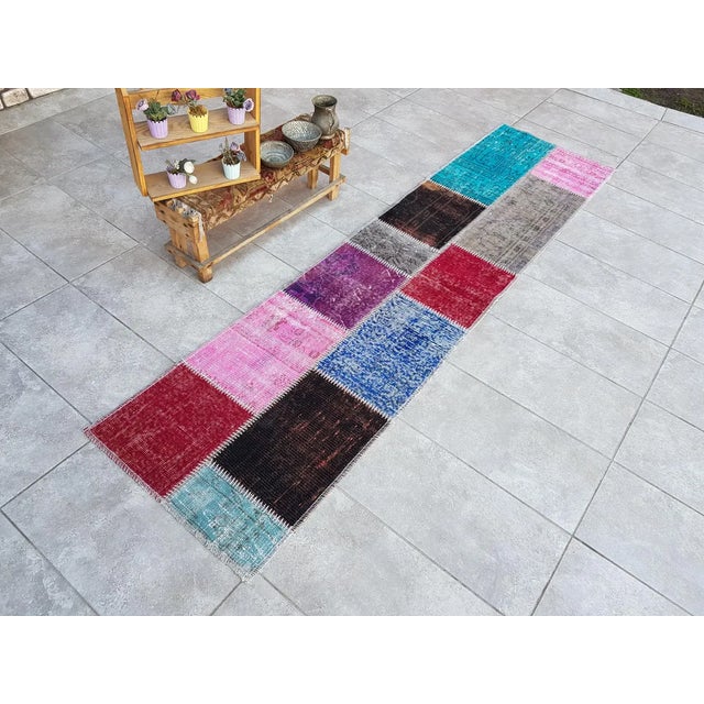 1960s Mid 20th Century Bohemian Handknotted Wool RunnerBohemian Handknotted WooL Runner For Sale - Image 5 of 10