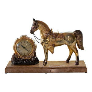Vintage 1940s United Clock Co. Western Horse Brass Mantel Clock – Model 315, Fully Functional