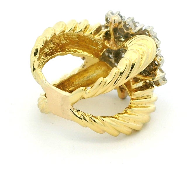 Vintage 18k Gold Diamond Bombe Cocktail Ring, 3.75 Carats, Size 7 For Sale - Image 4 of 14