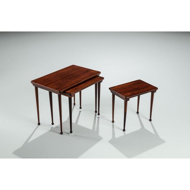 Danish Nesting Tables in Rosewood, 1960, Set of 3 For Sale - Image 9 of 15