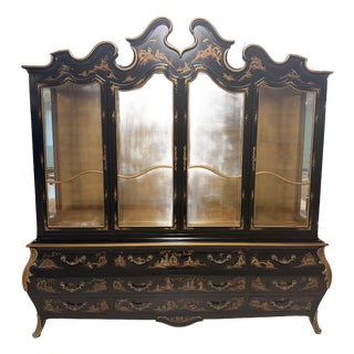 Monumental Chinoiserie China/Display Cabinet From Union National For Sale