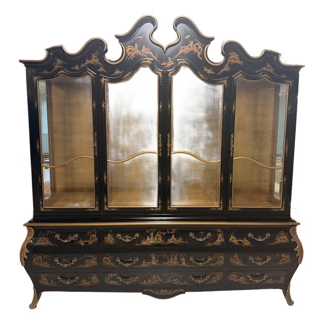 Monumental Chinoiserie China/Display Cabinet From Union National For Sale