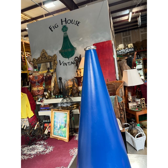 Blue Large Vintage Blue Megaphone For Sale - Image 8 of 8