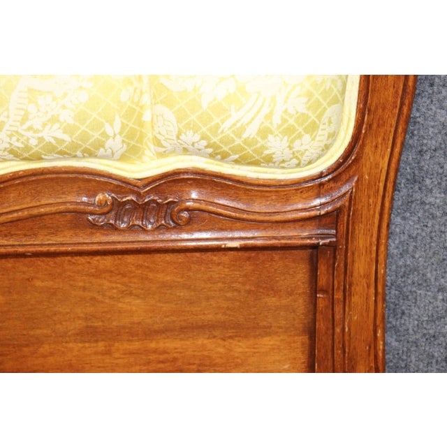 1950s French Carved Queen-Sized Tufted Louis XV Style Headboard For Sale - Image 5 of 10