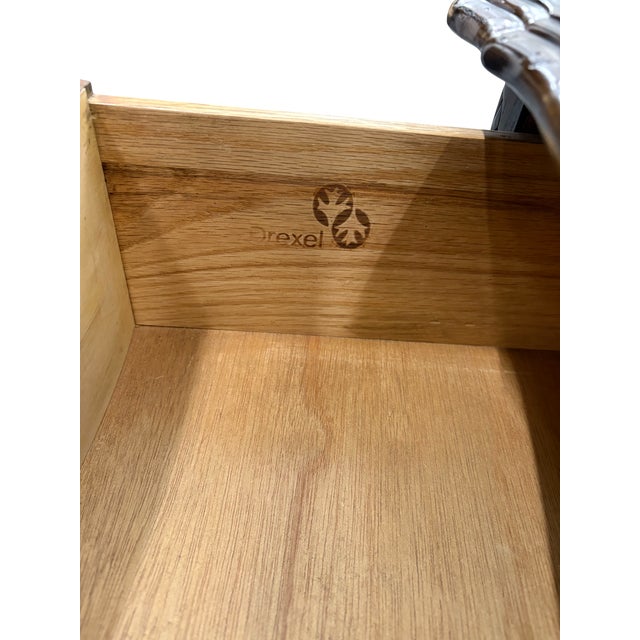 Late 20th Century Drexel Chatillon Collection Louis XV French County Style Oak Nightstands - A Pair For Sale - Image 12 of 14