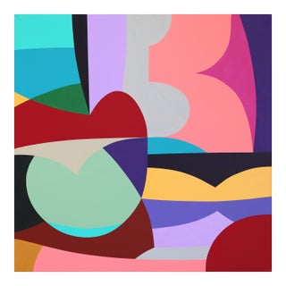 Ares - Abstract Vibrant Colorful Geometric Shape Painting on Canvas Original Artwork by Federico Pinto Schmid For Sale