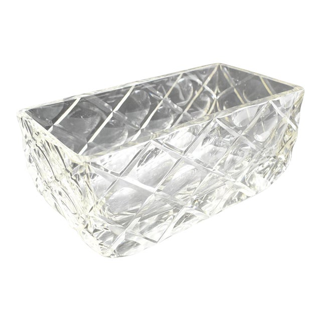 Modernist Carved Crystal Centerpiece Decorative Bowl, circa 1930 For Sale