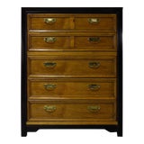 Vintage Chinoiserie Highboy Dresser by Thomasville Two Tone Black & Wood For Sale