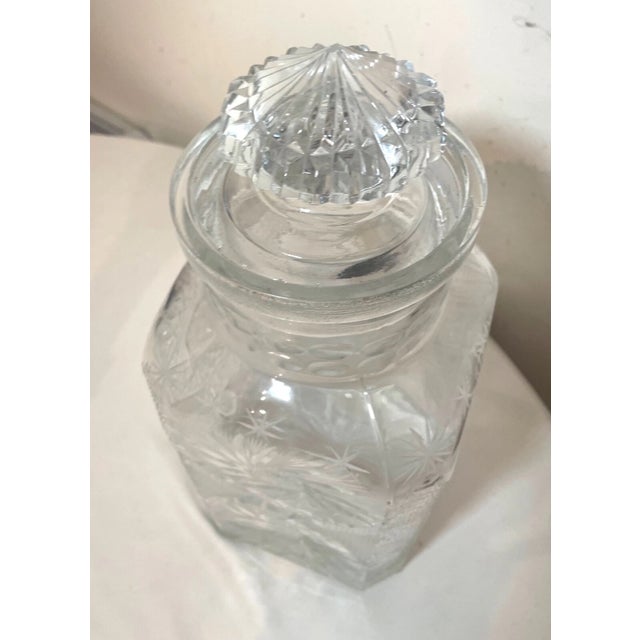 Large Antique Hand Etched Ornate American Brilliant Cut Cookie Biscuit Jar For Sale - Image 9 of 12